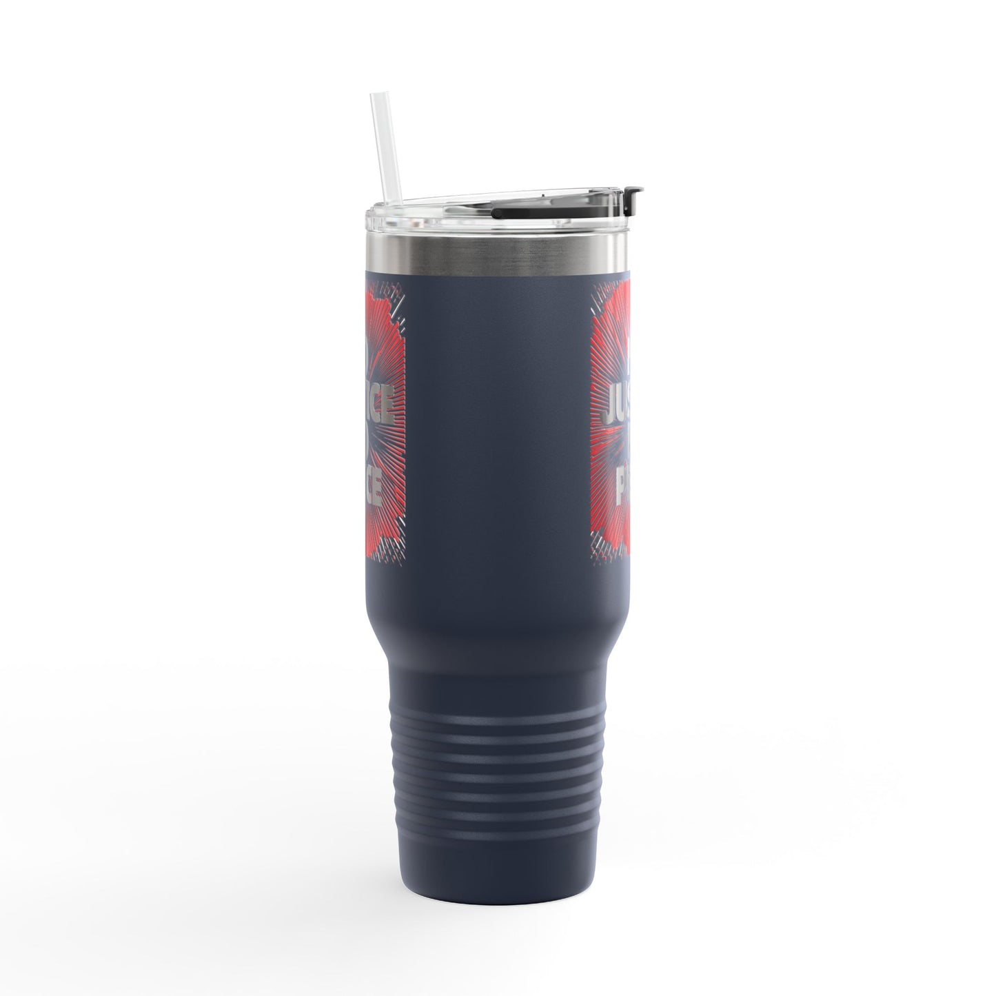 No Justice No Peace Insulated Travel Mug, 40oz, Perfect Gift for Coffee Lovers, Road Trips, and Hands Off Protest Tumbler