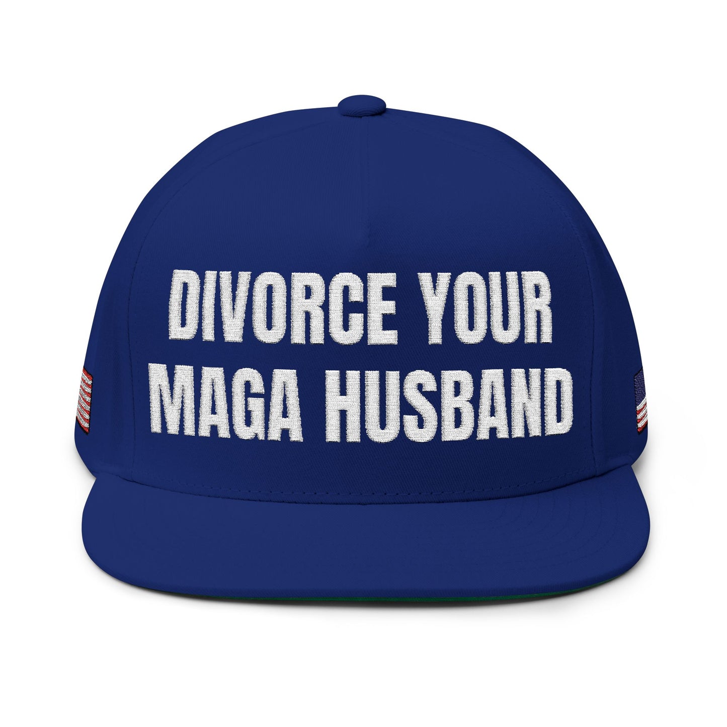 Embroidered Flat Bill Cap — "Divorce Your MAGA Husband" Statement Hat