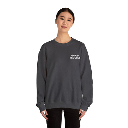 GoodTrouble Embroidered Unisex Crewneck Sweatshirt - Comfort Meets Activism