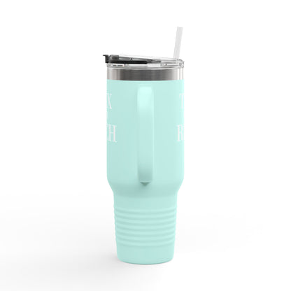 Tax The Rich Insulated Travel Mug, 40oz, Perfect Gift for Coffee Lovers, Road Trips, and Hands Off Protest Tumbler