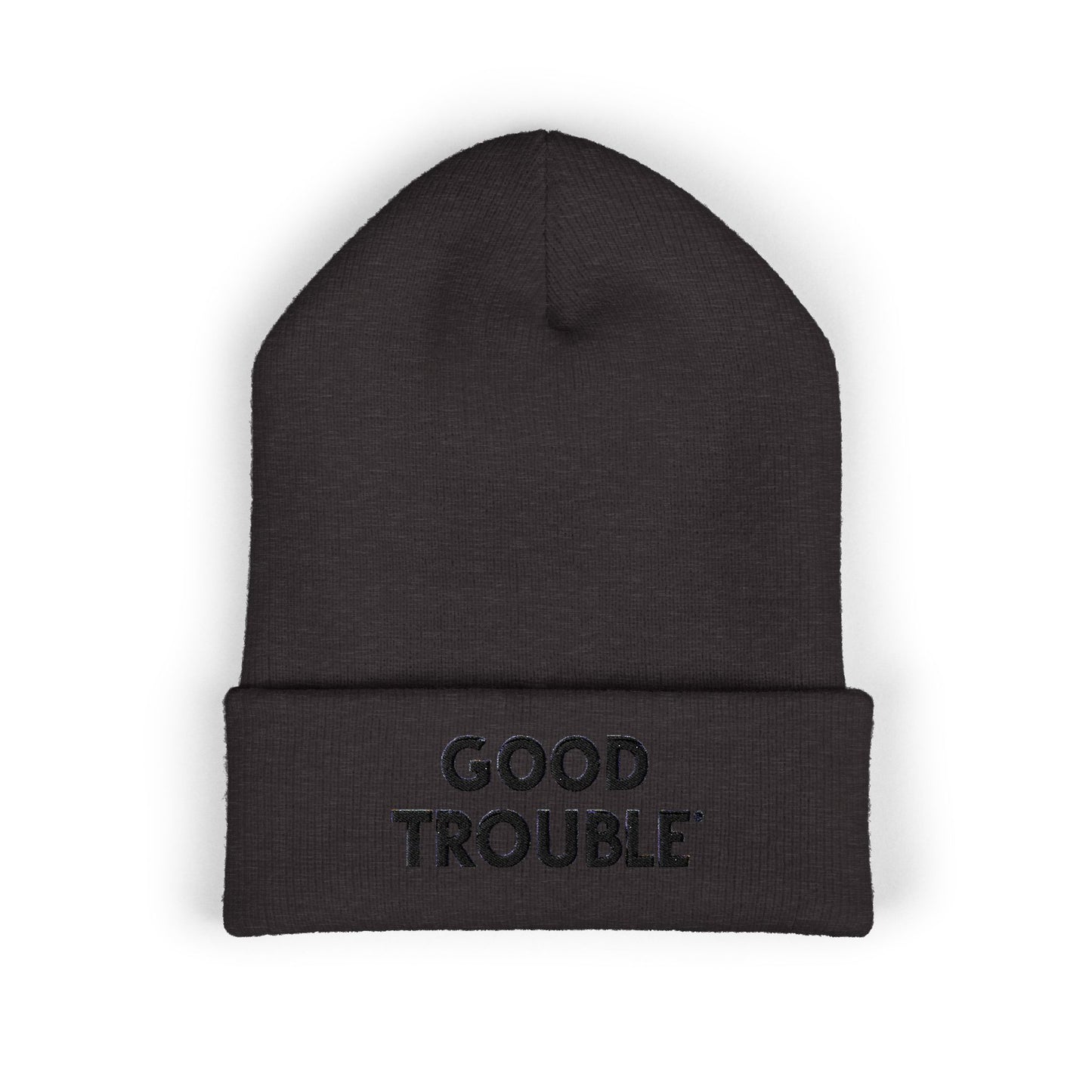 Good Trouble Cuffed Beanie, Embroidered Beanie Hat, Eco-Friendly Accessories, Winter Warm Hat