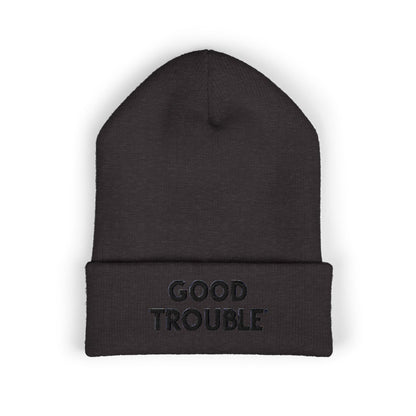 Good Trouble Cuffed Beanie, Embroidered Beanie Hat, Eco-Friendly Accessories, Winter Warm Hat