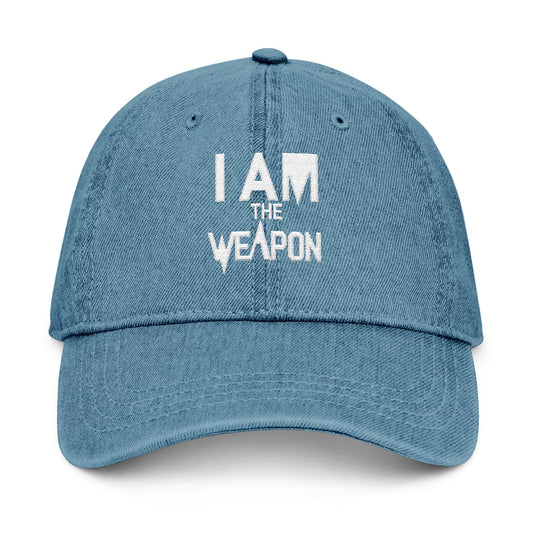 Embroidered Denim Hat - "I Am The Weapon " Statement Cap for Everyday Wear