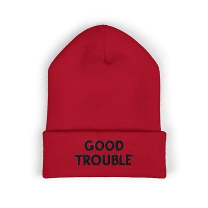 Good Trouble Cuffed Beanie, Embroidered Beanie Hat, Eco-Friendly Accessories, Winter Warm Hat