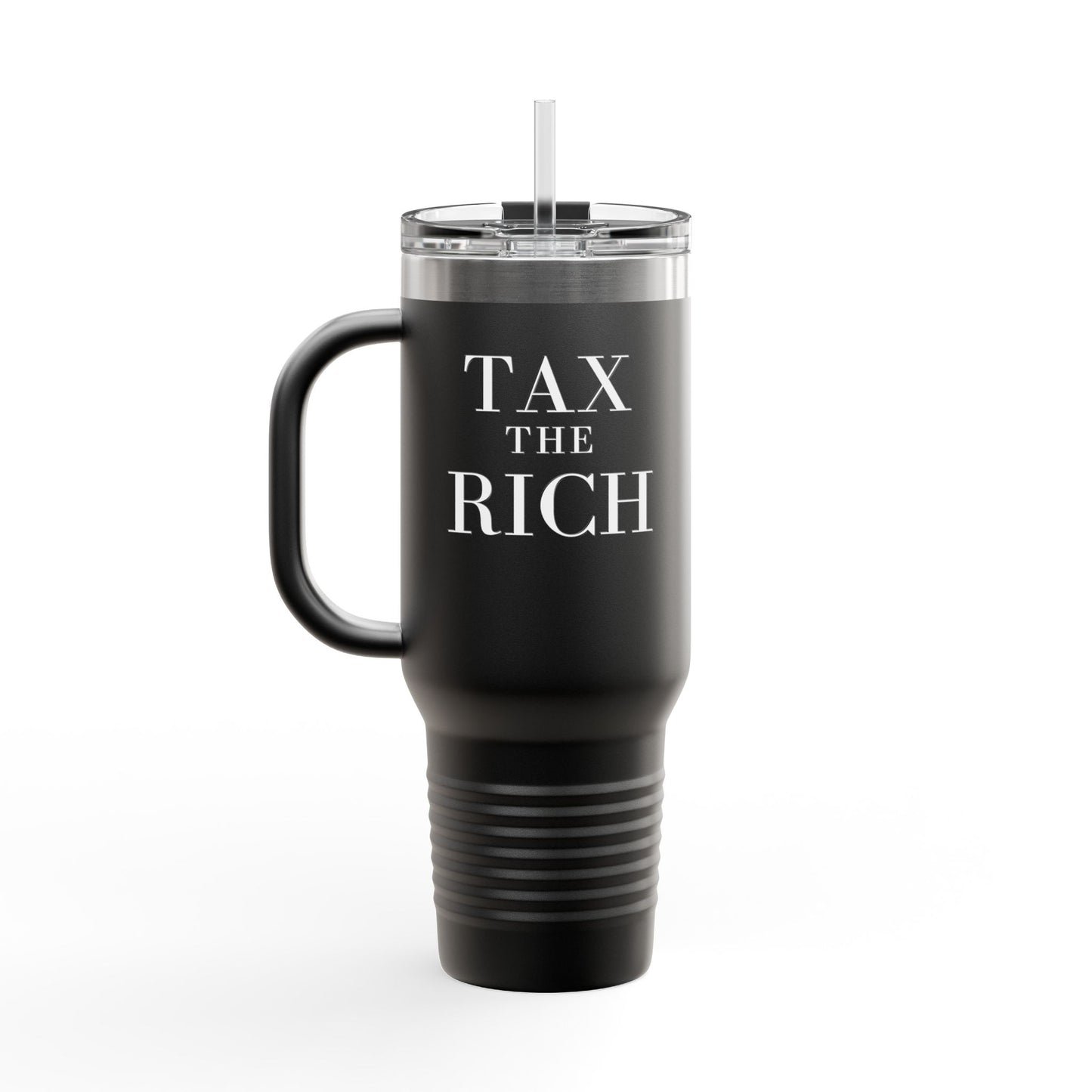 Tax The Rich Insulated Travel Mug, 40oz, Perfect Gift for Coffee Lovers, Road Trips, and Hands Off Protest Tumbler