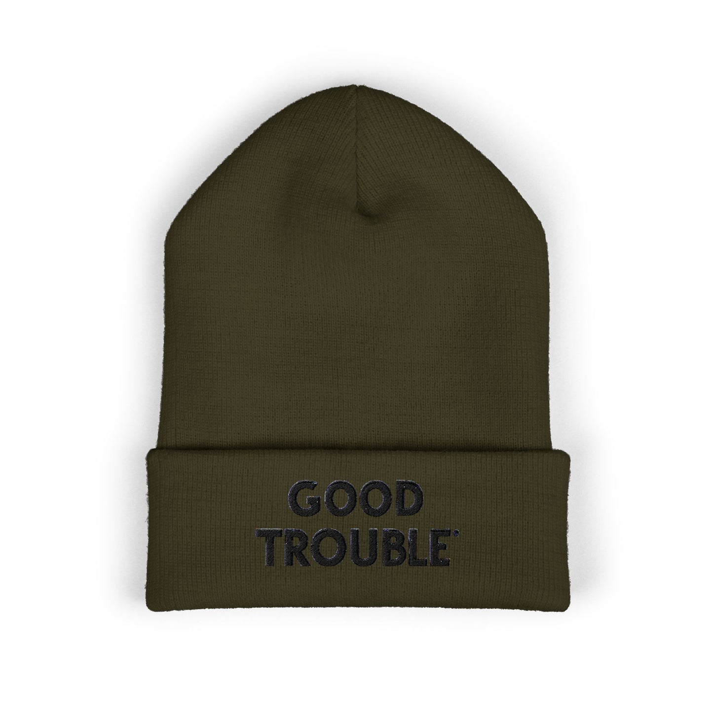 Good Trouble Cuffed Beanie, Embroidered Beanie Hat, Eco-Friendly Accessories, Winter Warm Hat