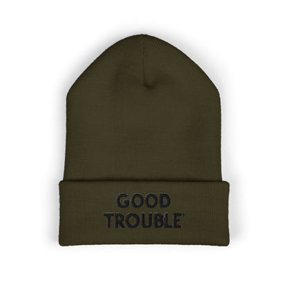 Good Trouble Cuffed Beanie, Embroidered Beanie Hat, Eco-Friendly Accessories, Winter Warm Hat