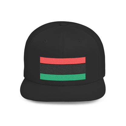 Pan African Embroidered Snapback Cap, Trendy Flat Bill Hat for Activists, Gift for African Heritage Celebrations, Urban Streetwear