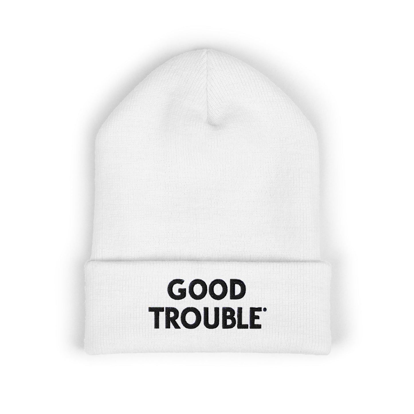 Good Trouble Cuffed Beanie, Embroidered Beanie Hat, Eco-Friendly Accessories, Winter Warm Hat