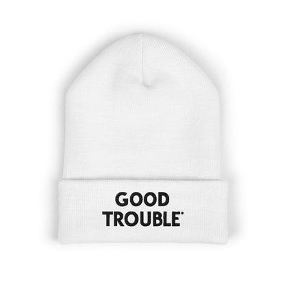 Good Trouble Cuffed Beanie, Embroidered Beanie Hat, Eco-Friendly Accessories, Winter Warm Hat