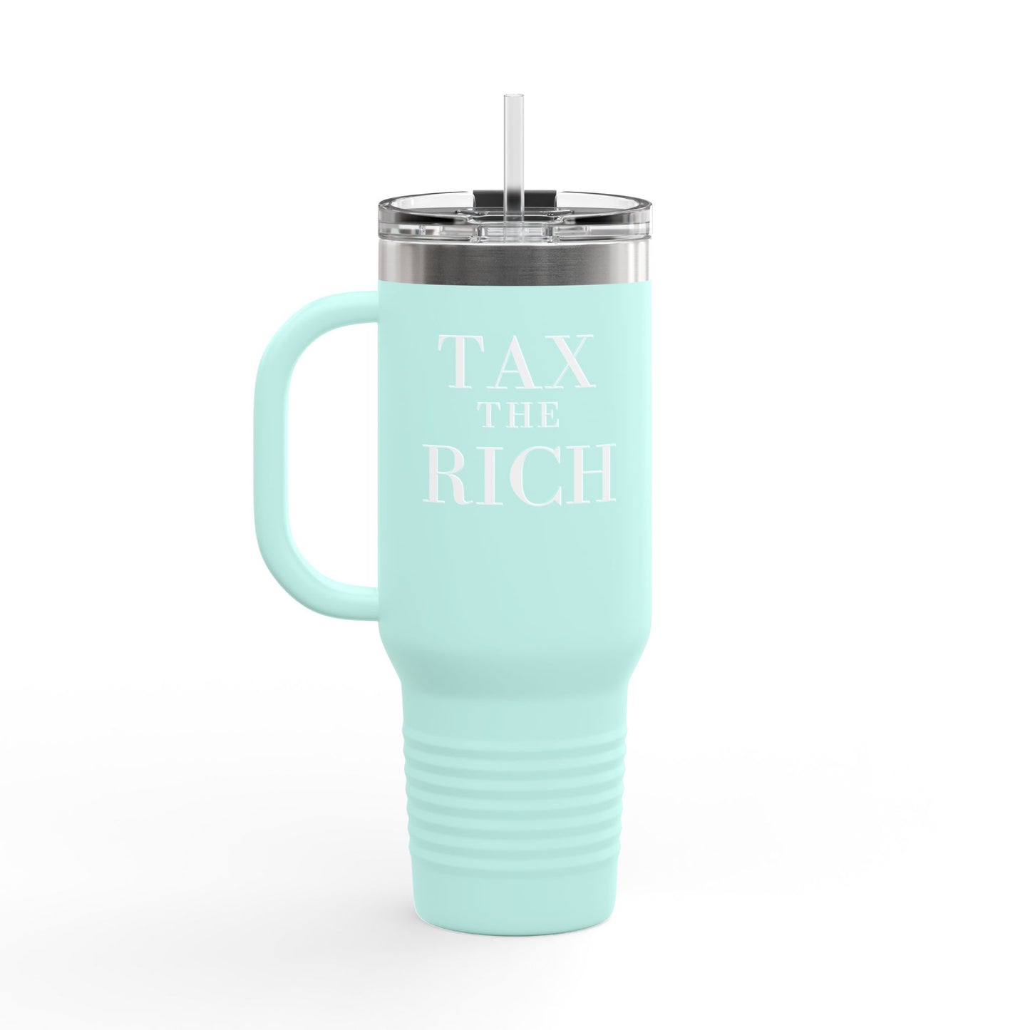 Tax The Rich Insulated Travel Mug, 40oz, Perfect Gift for Coffee Lovers, Road Trips, and Hands Off Protest Tumbler