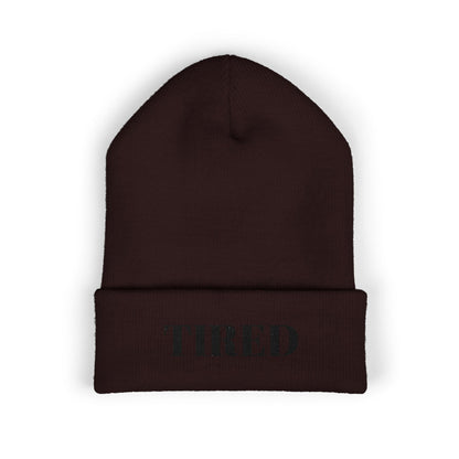 Tired Cuffed Beanie, Embroidered Beanie Hat, Eco-Friendly Accessories, Winter Warm Hat