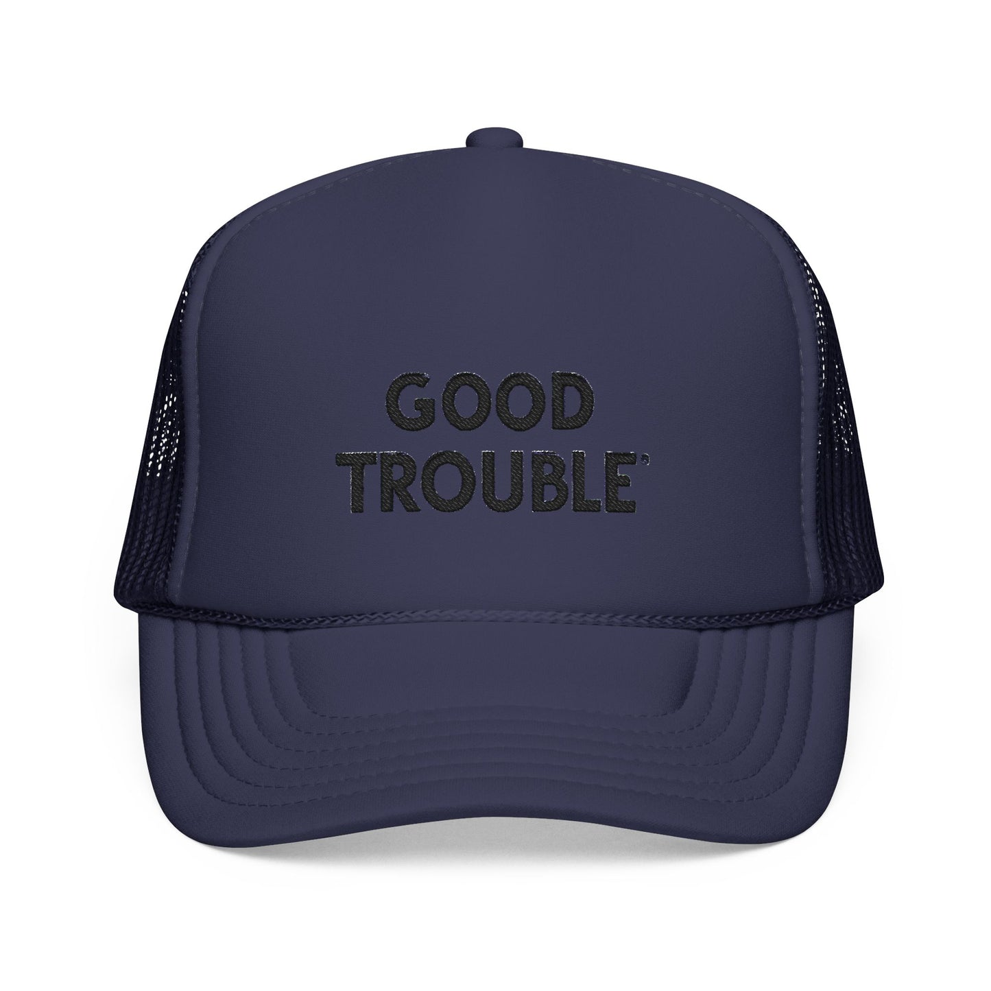 Good Trouble Foam Trucker Hat, Embroidered Adjustable Dad Hat, Summer Essential Gift, Embroidered Cap for Outdoor Events, Summer Accessory