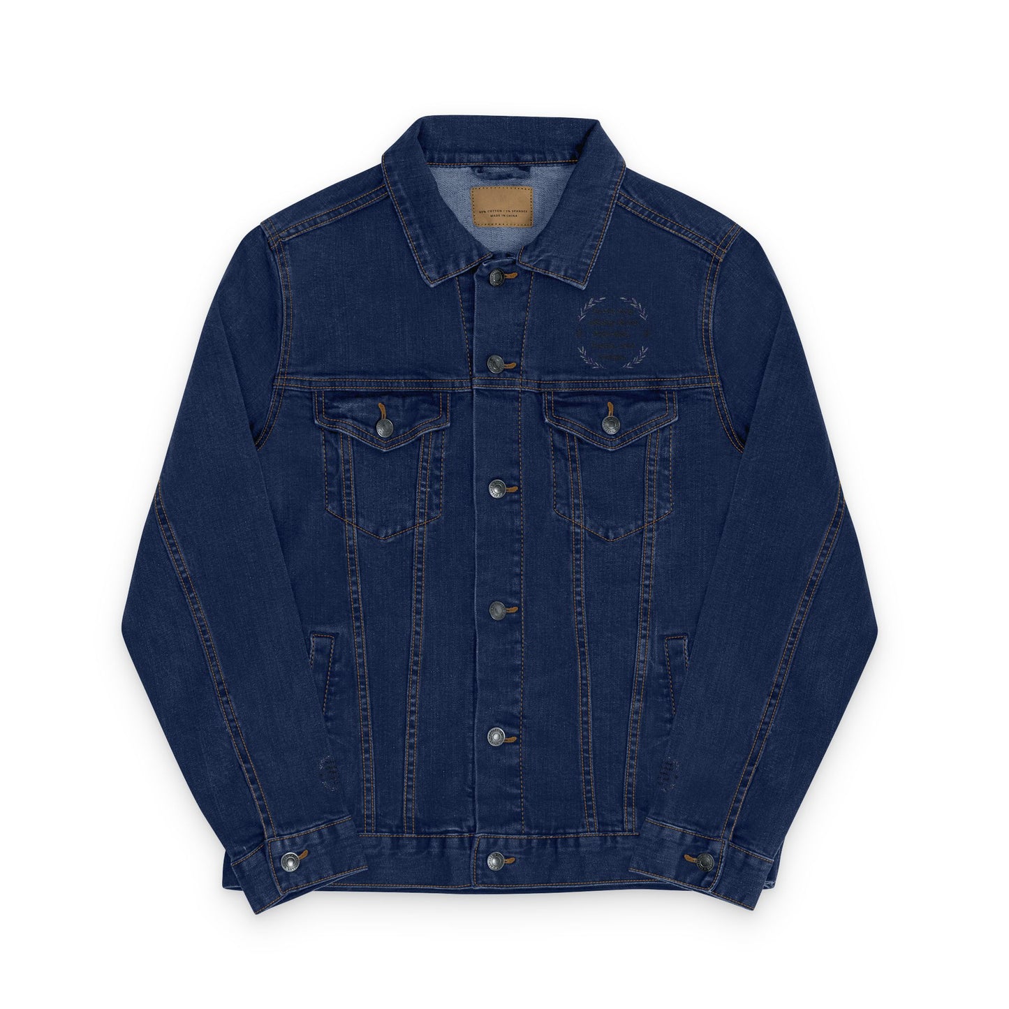 Unisex White Denim Jacket with Colorful Embroidery - Never Stop Talking About Palestine, Congo, and Sudan
