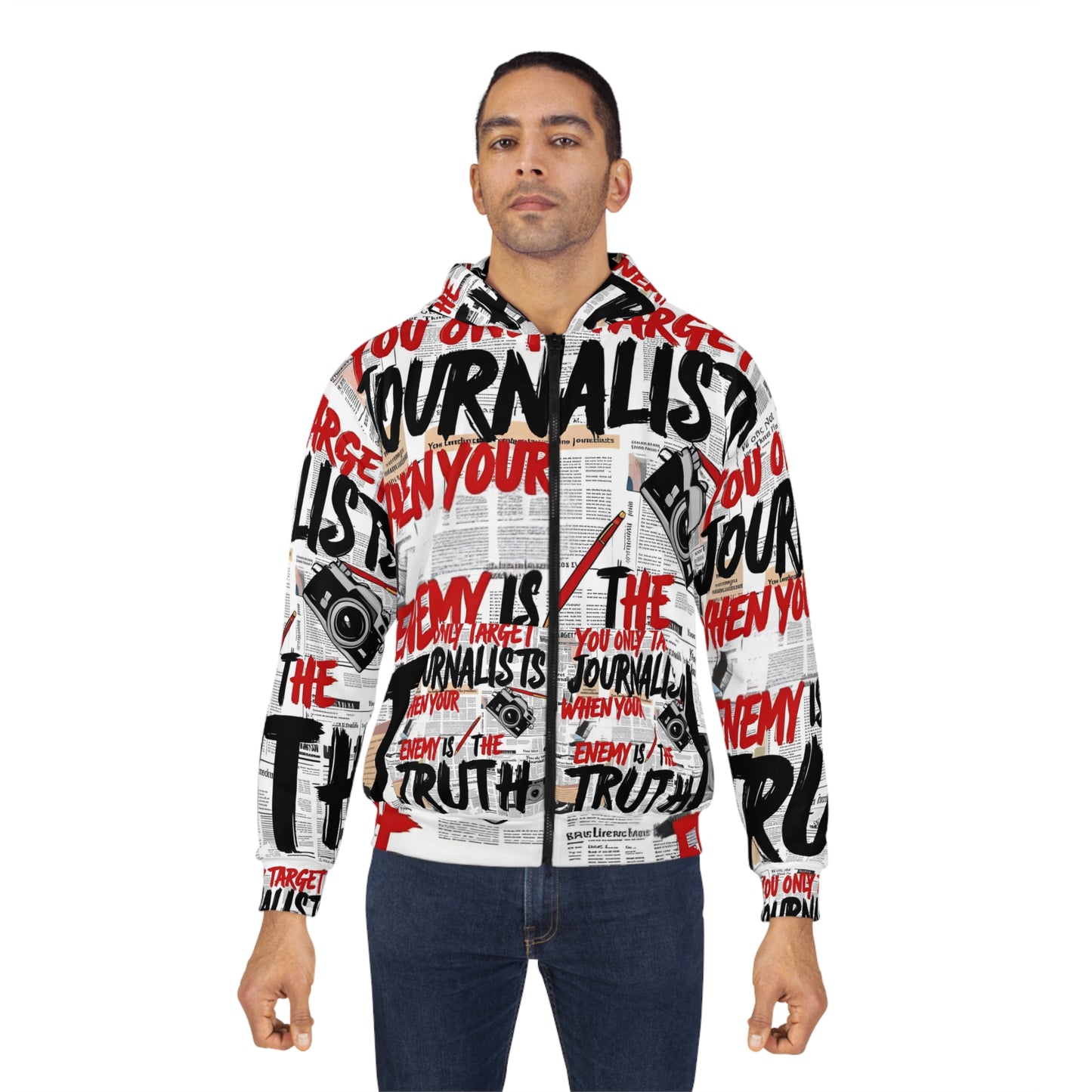 You Only Target Journalists When Your Enemy  Is The Truth - Unisex Zip Hoodie (AOP)