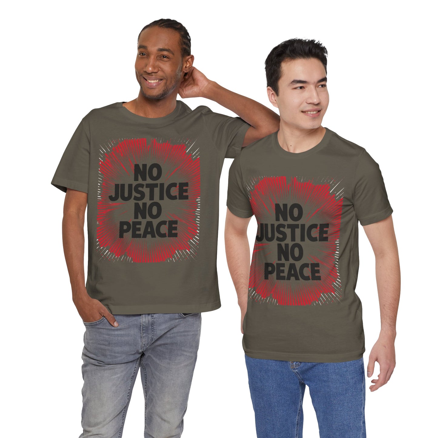 No Justice No Peace Tee - Unisex Jersey Short Sleeve Shirt, Statement Tee, Gift for Activists, Casual Wear, Hands Off Protest