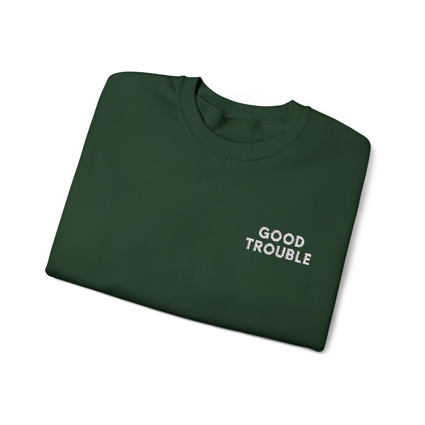 GoodTrouble Embroidered Unisex Crewneck Sweatshirt - Comfort Meets Activism