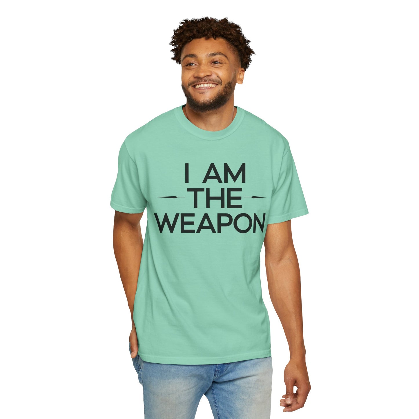 Unisex Garment-Dyed T-shirt - Motivational 'I Am The Weapon' Quote