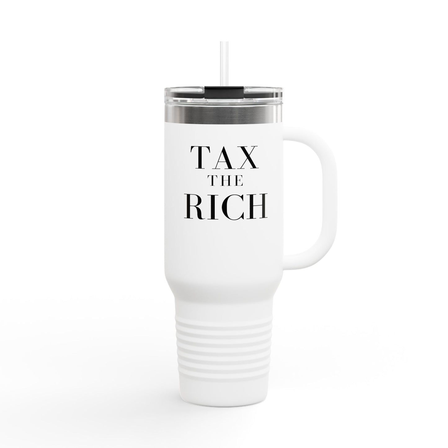 Tax The Rich Insulated Travel Mug, 40oz, Perfect Gift for Coffee Lovers, Road Trips, and Hands Off Protest Tumbler