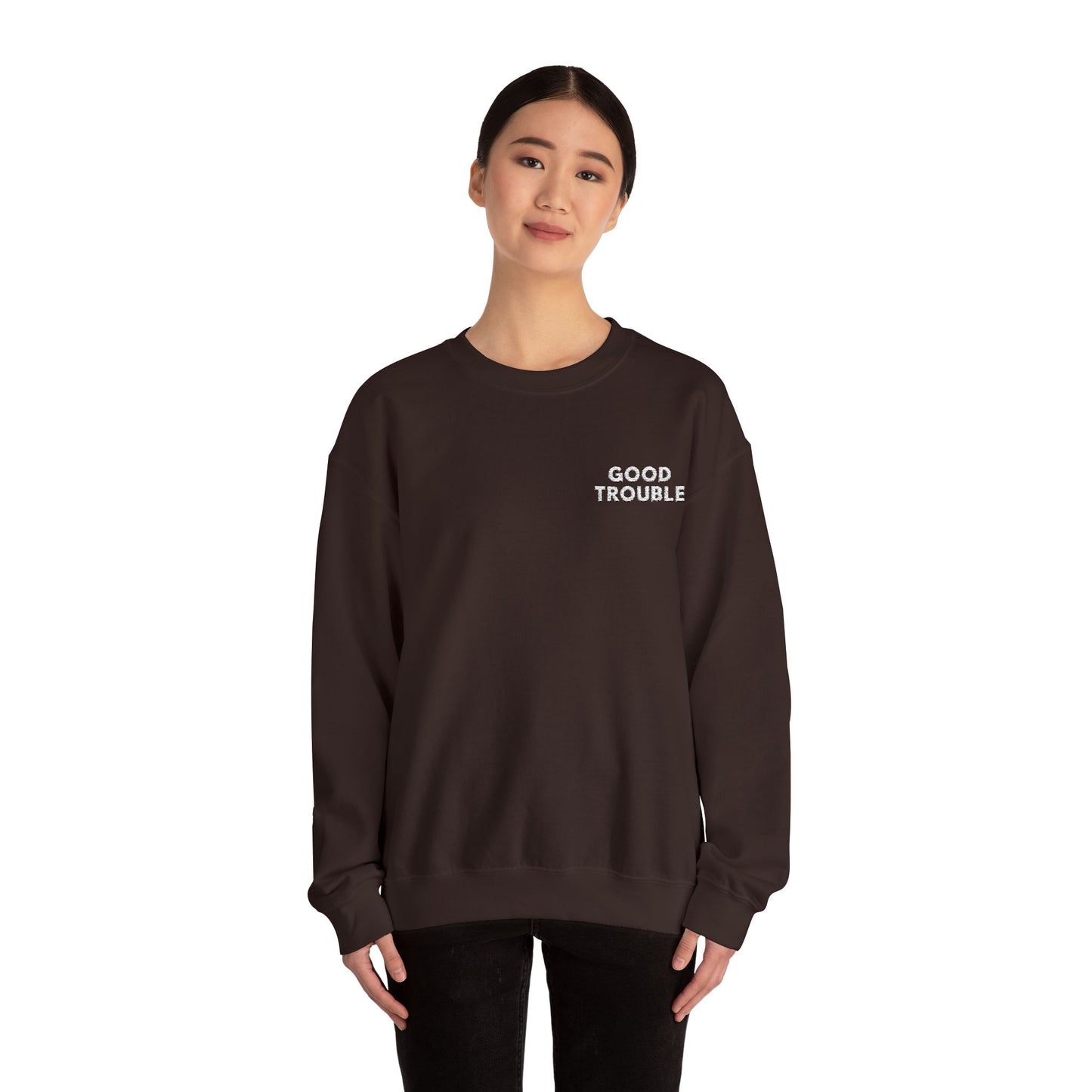 GoodTrouble Embroidered Unisex Crewneck Sweatshirt - Comfort Meets Activism