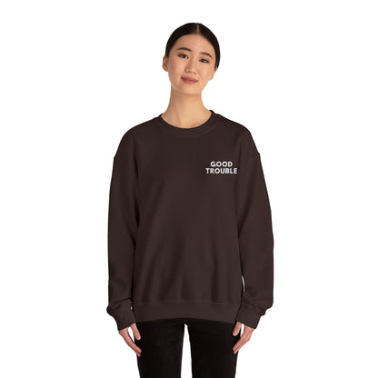 GoodTrouble Embroidered Unisex Crewneck Sweatshirt - Comfort Meets Activism