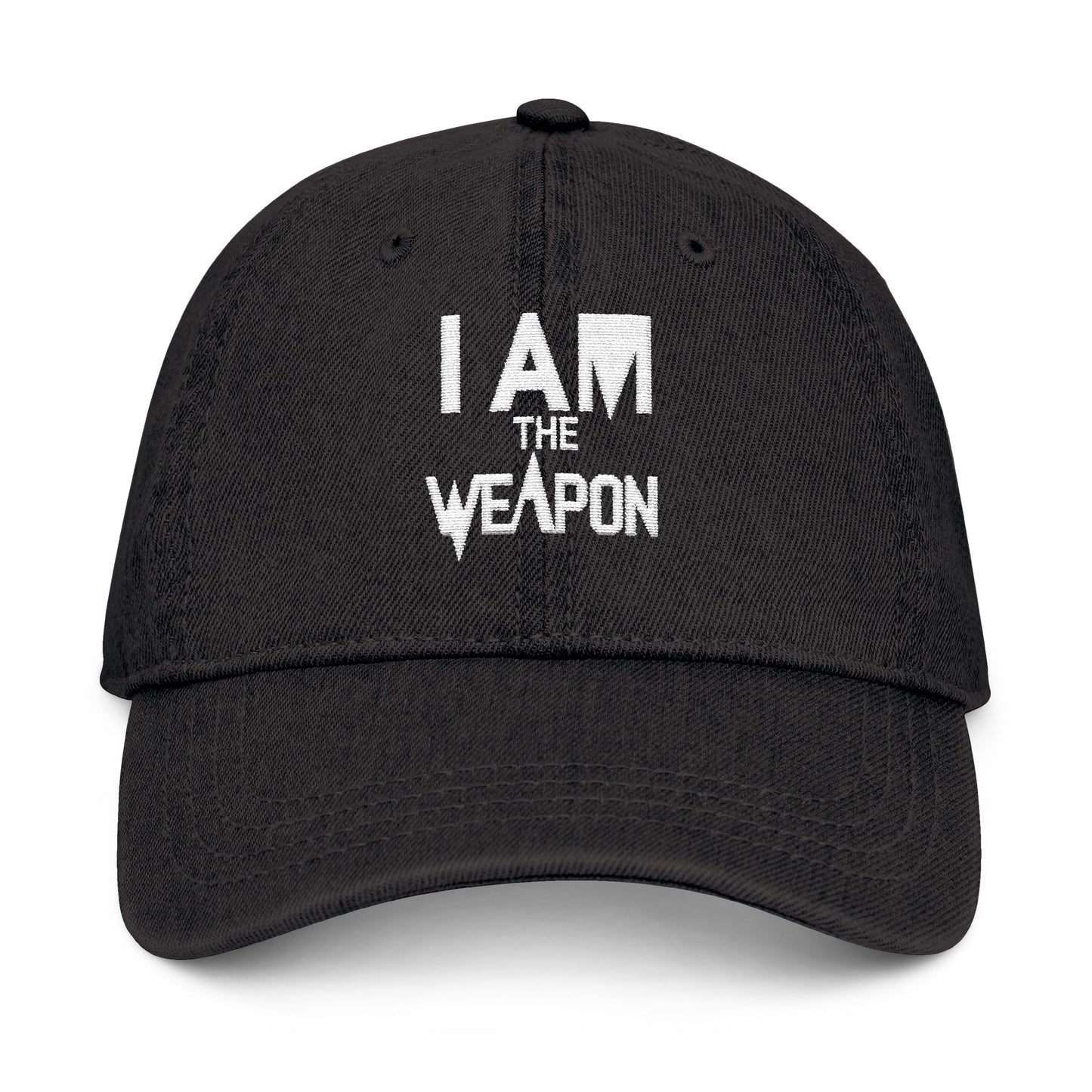 Embroidered Denim Hat - "I Am The Weapon " Statement Cap for Everyday Wear