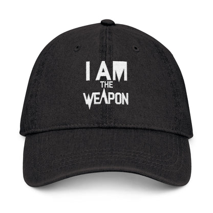 Embroidered Denim Hat - "I Am The Weapon " Statement Cap for Everyday Wear