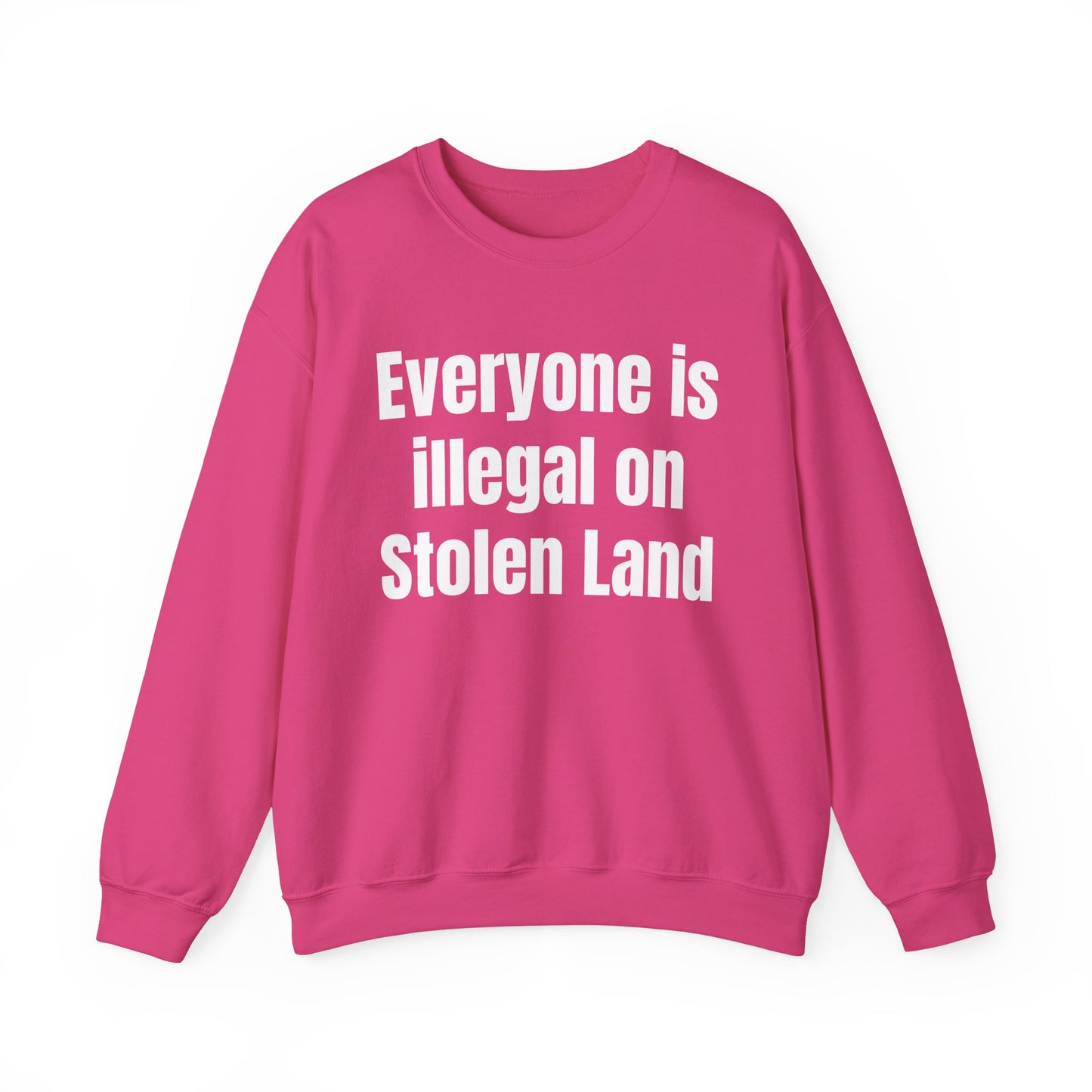 Everyone is illegal on Stolen Land Unisex Crewneck Sweatshirt, Summer Accessory, Economic Strike, Economic Black Out